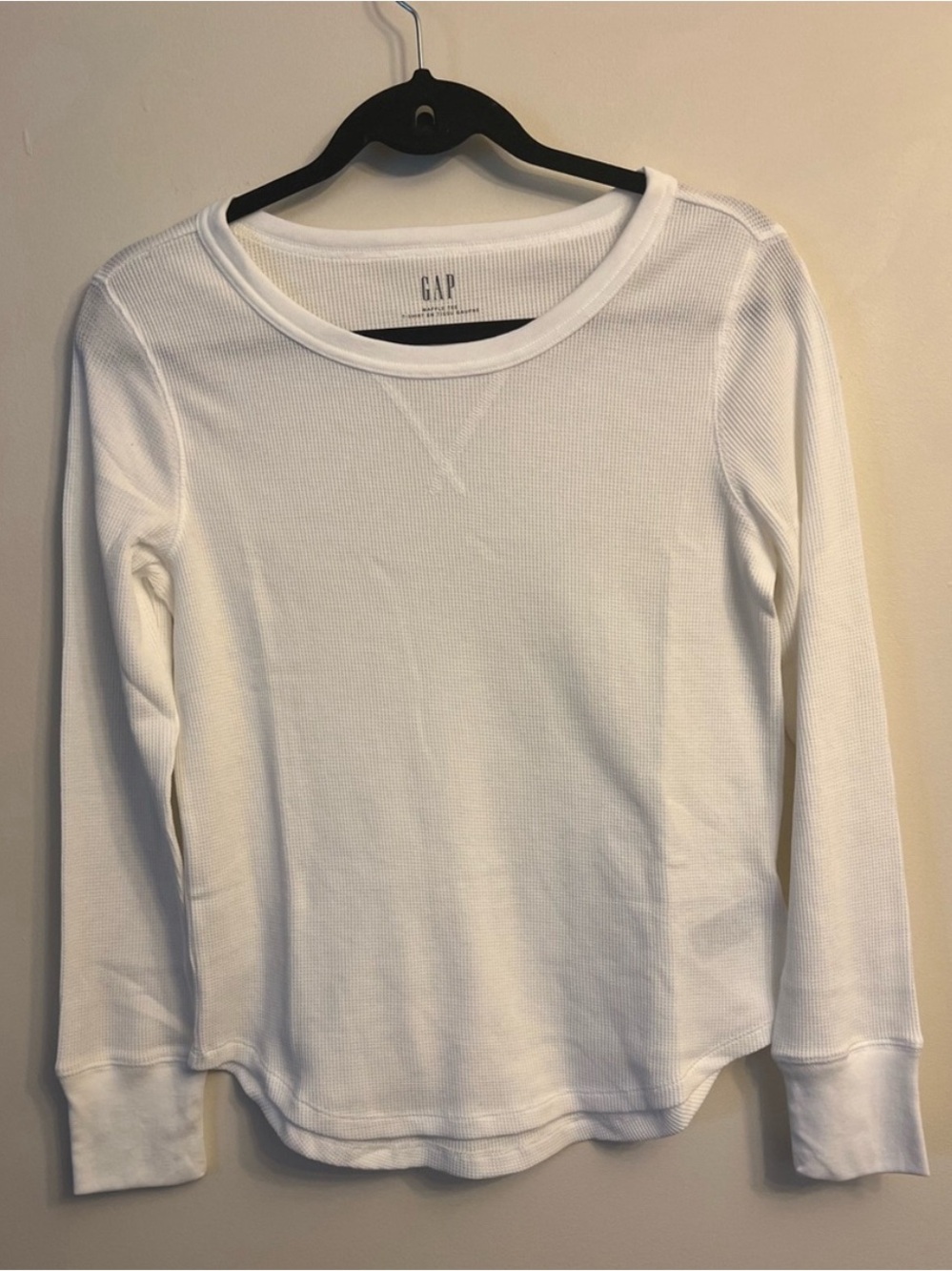 GAP White Long Sleeve Waffle-Knit Tee